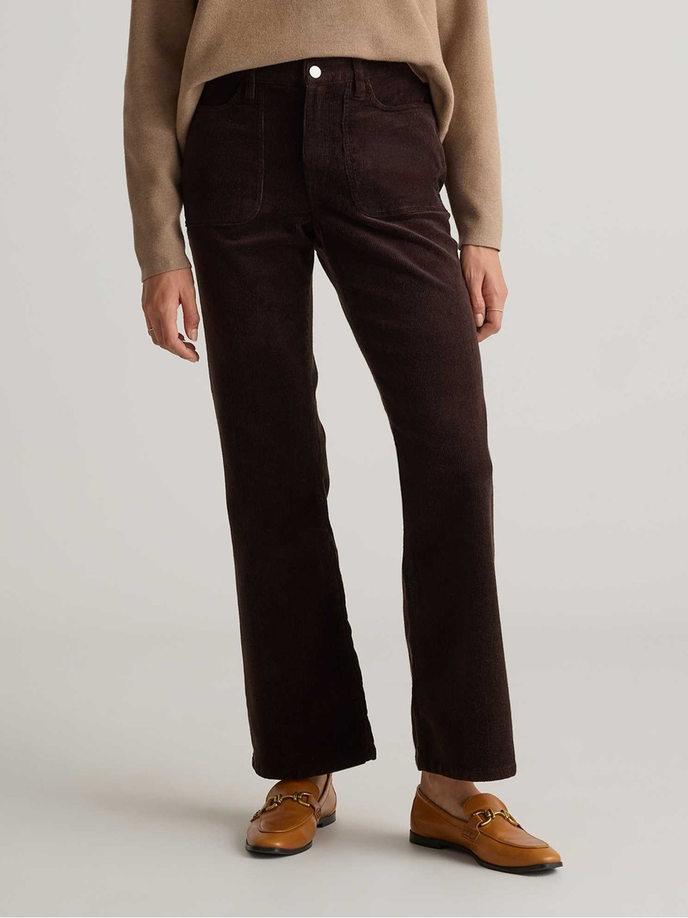 NWOT Quince Stretch Corduroy Flare Pants sz 6 Espresso Dark Brown Organic Cotton